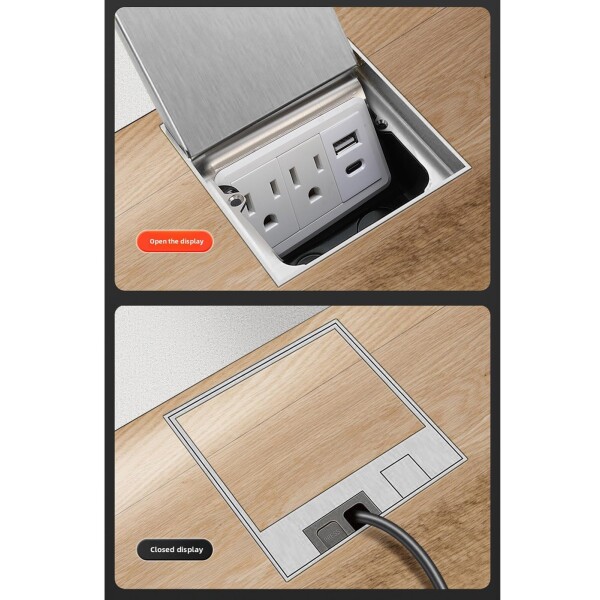 Asixxsix 埋め込み式床アウトレット、デュアル3プロングアウトレットUSB AUSB Cポートを備えた埋め込み床電気アウトレットキット、カーペットタイル用のウォータープルーフレセプタクル_5