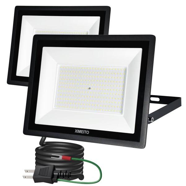XIMEITO LED投光器 200W 昼光色 6500K 23000LM IP66防水 120°広角 ワークライト 作業灯 工事用 看板灯 外灯 駐車場 倉庫照明 船舶用 屋内・屋外作業対応 1.8mコード 100-240V対応 豪雨・豪雪対応 2セッ
