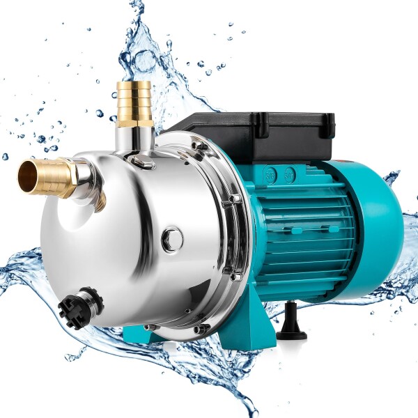 Poafamx 電動井戸ポンプ 750W 最大給水深8-9ｍ 3200L/H 最大揚高35M 自動給水 排水ポンプ 散水ポンプ ステンレススチール 池の排水 庭/芝生の水やり 農業灌漑 (750, ワット)