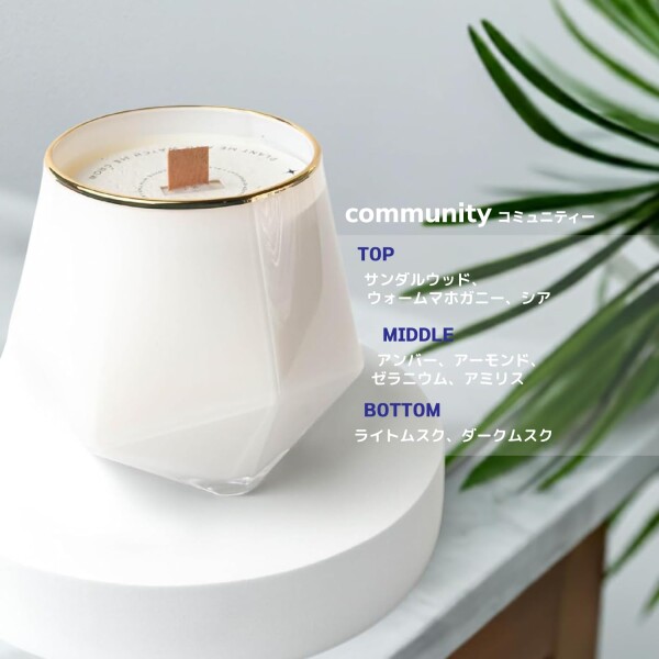 No Label Candle Company アロマキャンドル -community- 510g（約100時間） ココナッツソイワックス 木芯（ウッドウィック） ムスク サンダルウッド マホガニーシア 天然植物由来 ギフト・インテリ_2