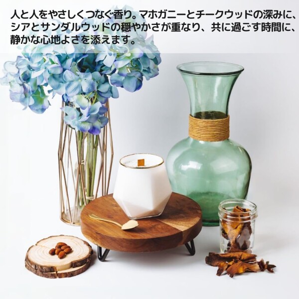 No Label Candle Company アロマキャンドル -community- 510g（約100時間） ココナッツソイワックス 木芯（ウッドウィック） ムスク サンダルウッド マホガニーシア 天然植物由来 ギフト・インテリ_3