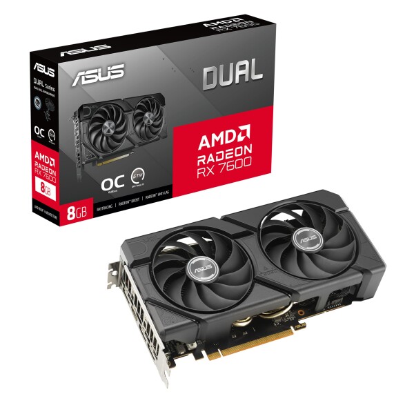 ASUS Dual Radeon RX 7600 EVO OC～版 8GB GDDR6 ゲーミンググラフィックスカード (AMD Radeon RX7600、PCIe 4.0、HDMI 2.1 x 1、DisplayPort 1.4a)