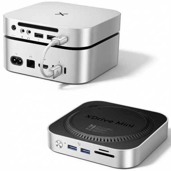 iDsonix Mac Mini M4 ドック（M.2 NVMe/SATA SSDエンクロージャ搭載）、USB A 10Gbps×2、USB A 5Gbps×2、TF/SDカードスロット、3.5mmオーディオジャック、Mac Mini M4/M4 Pro用ドッキングステーション - M4D1