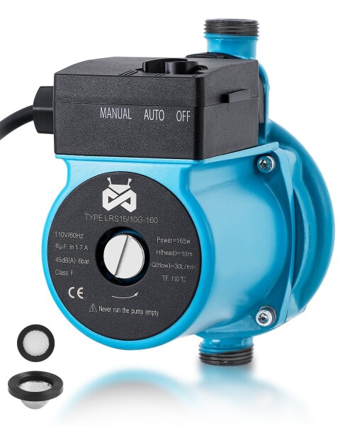 Mxmoonant LRS15/10G 自動タイプ ブースターポンプ 給水加圧ポンプ 直径3/4’’ 1/2’’変換継手付き 水流感知 自動増圧 出力165Ｗ 35L/min シールテープ付き 異物混入防止のメッシュワッシャ付き 14,278円
