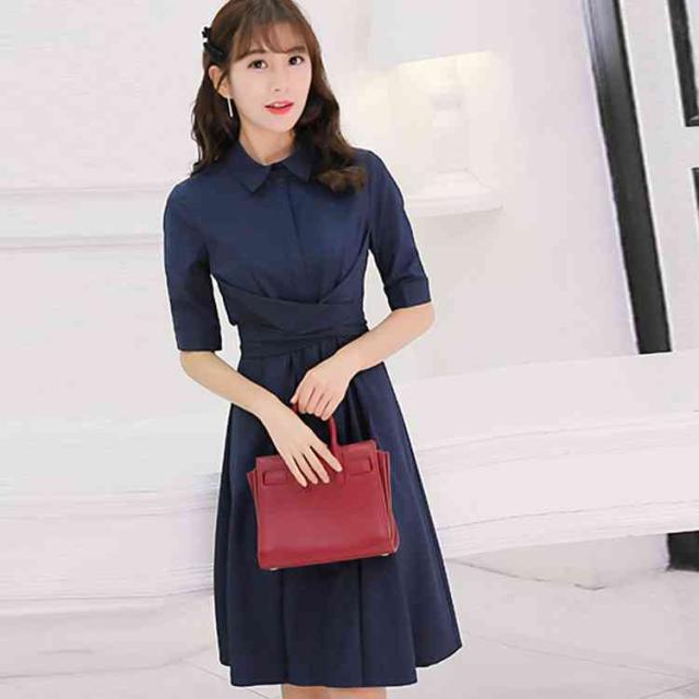 ワンピース レディース オシャレ リボン 着痩せ ネイビー Aラインワンピース きれいめ ワンピース 大人 ワンピ コーデ 春夏の通販はau Pay マーケット ｓｕｎｆｌｏｗｅｒ