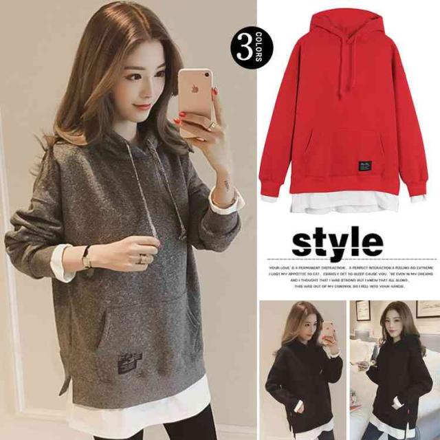 パーカー レディース 秋 冬 韓国風 帽子付き 厚手 重ね着風 おしゃれ ファッション マッチングしやすい 学生 外套 新発売の通販はau Pay マーケット ｓｕｎｆｌｏｗｅｒ