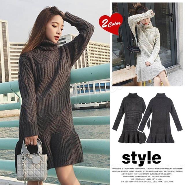 タートルネック ローゲージ フリル ニットワンピース レディース 長袖 大きいサイズ トップス ルームウェア スウェット ドの通販はau Pay マーケット ｓｕｎｆｌｏｗｅｒ