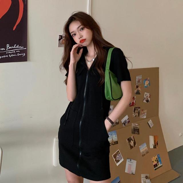 ワンピース スポーティ ジップアップ 送料無料 レディース 半袖 夏 ショートワンピース 膝上 ポケット Tシャツワンピース 韓の通販はau Pay マーケット ｓｕｎｆｌｏｗｅｒ