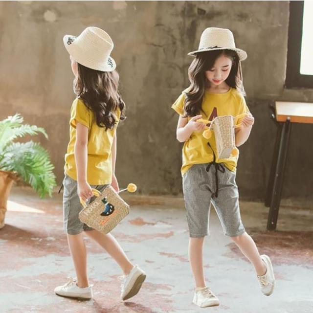 子供服 セットアップ 女の子 キッズ 半袖 春夏 夏着 上下セット 2点セット 韓国子供服 ジュニア ズボン チェック柄 可愛い おしゃれ 通学着 秋冬新作 期間限定送料無料