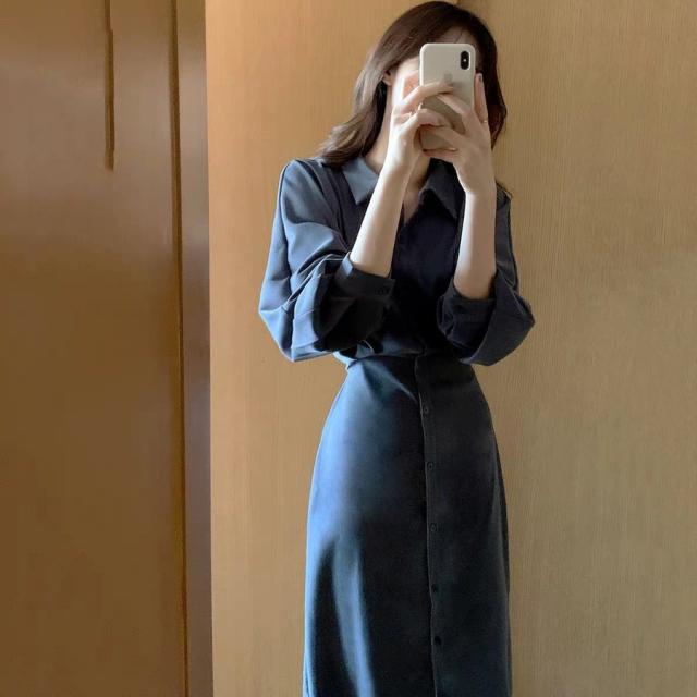 ロングワンピース レディース シャツワンピース 40代 30代 長袖 ワンピース トップス シンプル 白シャツ 体型カバー 秋 無地 呼ばれ 上品の通販はau Pay マーケット にゃニャオ