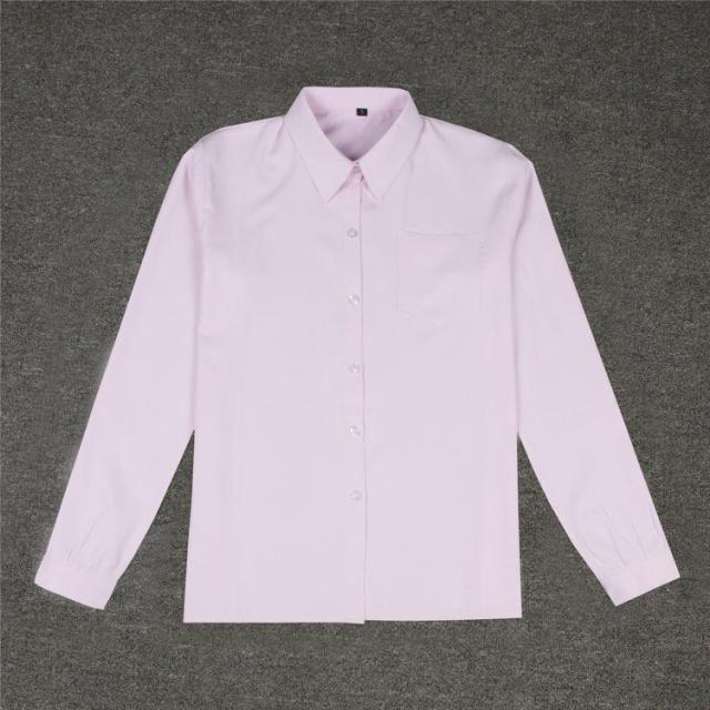 ブラウス シャツ レディース 長袖 ボタン 無地 長袖シャツ ホワイト ピンク 団体服 学生 制服 Jk スクール風 シンプルの通販はau Pay マーケット にゃニャオ
