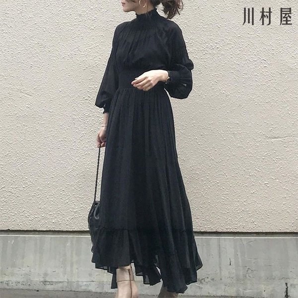 シフォンワンピース レディース 40代 キレイめ マキシ丈ワンピース 秋 長袖 黒ワンピース シフォン 結婚式ドレス オシャレ 上品 着痩せの通販はau Pay マーケット にゃニャオ