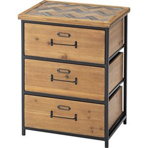 送料無料 和モダン チェスト/タンス 【3段】 幅40cm 木製 スチール 脚 ...
