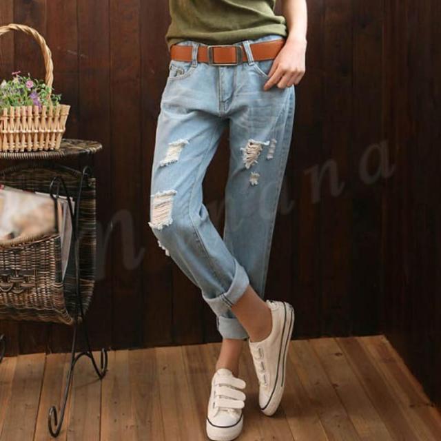 デニムパンツ レディース ダメージジーンズ ジーンズ レディース ダメージデニム パンツ デニム 九分丈 おしゃれの通販はau Pay マーケット 華やか