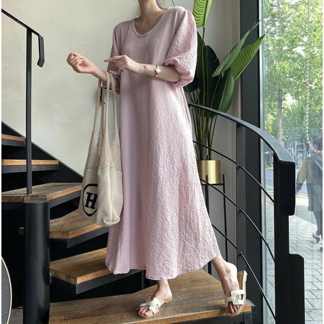 ワンピース レディース きれいめ 40代マキシワンピース 春夏 半袖ワンピース パフスリーブ ロング丈ワンピース 無地 ゆったり オシャレ の通販はau Pay マーケット ブリッジブリッジ