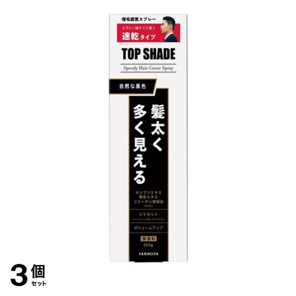 3個セット クーポン有 トップシェード スピーディーヘアカバースプレー 自然な黒色 250g (ラージ)
