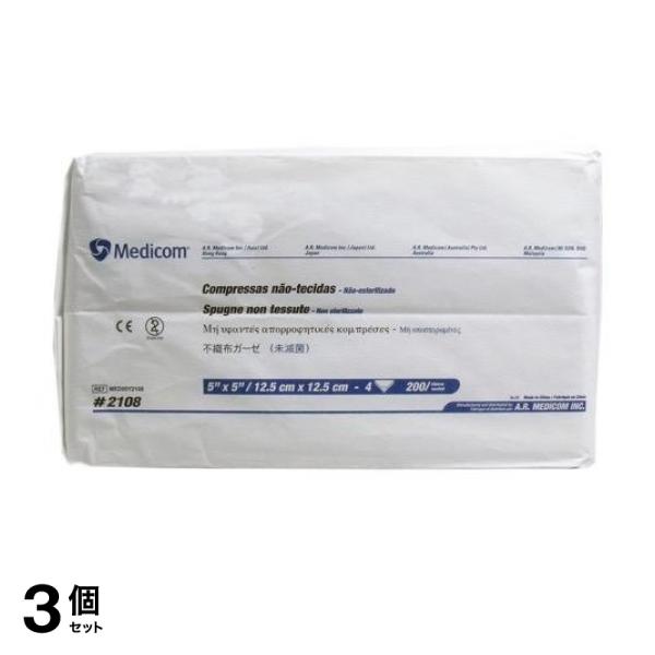 3個セット クーポン有 メディコム 不織布ガーゼ  #2108 200枚入 (4折り12.5×12.5cm)