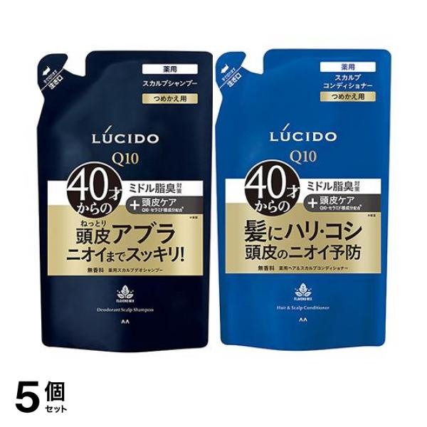 5個セット クーポン有 LUCIDO(ルシード) 薬用スカルプデオシャンプー 無香料 380mL (＆コンディショナー 380g 詰め替えセット)