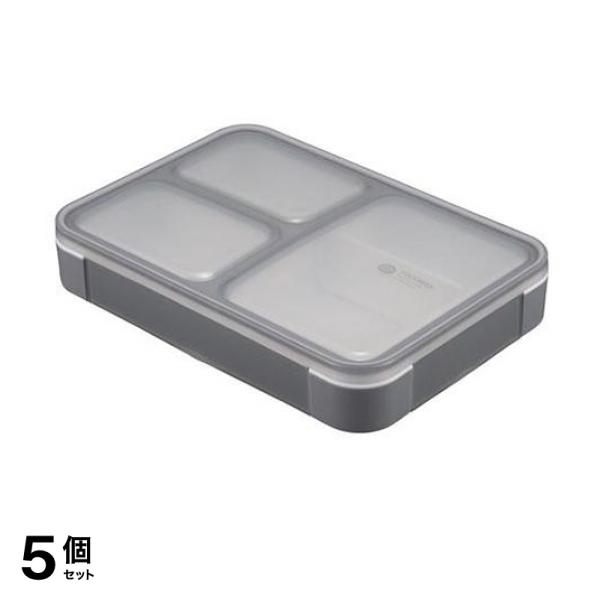 5個セット クーポン有 CB JAPAN (シービージャパン) 薄型弁当箱 抗菌 フードマン 600 600mL (グレー)