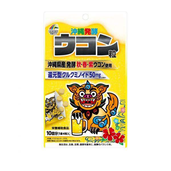 クーポン有 ユニマットリケン 沖縄発酵ウコン粒 10回分 (1袋4粒×10袋)(定形外郵便での配送)