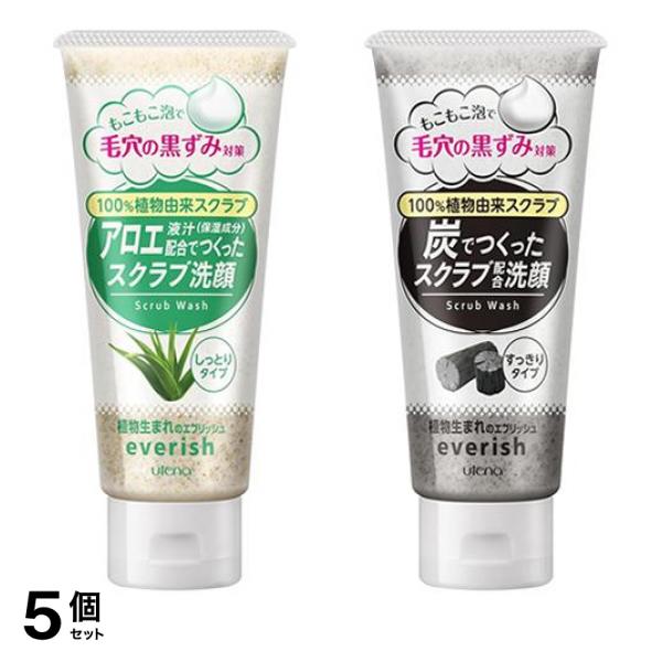 5個セット クーポン有 エブリッシュ アロエスクラブ洗顔＆炭スクラブ洗顔 135g