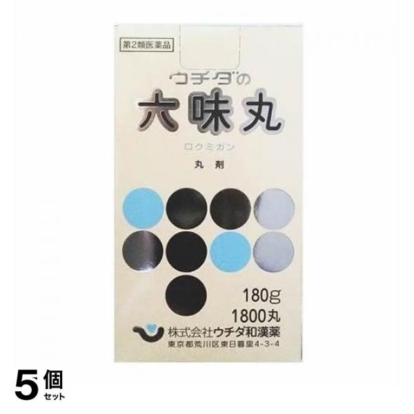 【第２類医薬品】5個セット クーポン有 ウチダの六味丸 180g (約1800丸)
