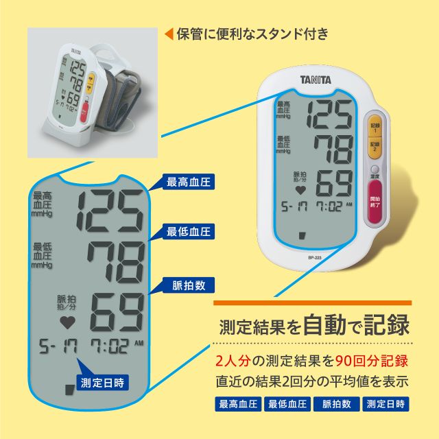 管理医療機器】上腕式血圧計 BP-223 メモリー機能：90回×2人分の通販は