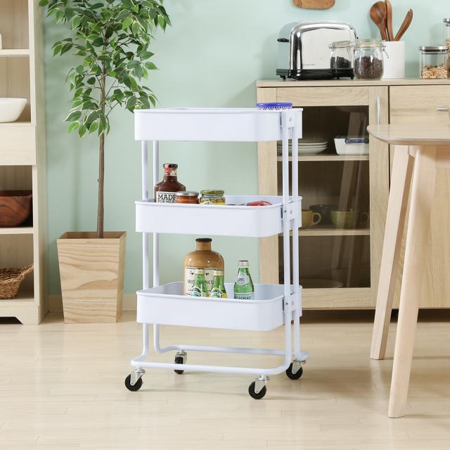 収納 ワゴン キッチン キッチンワゴン バスケット3段 台所