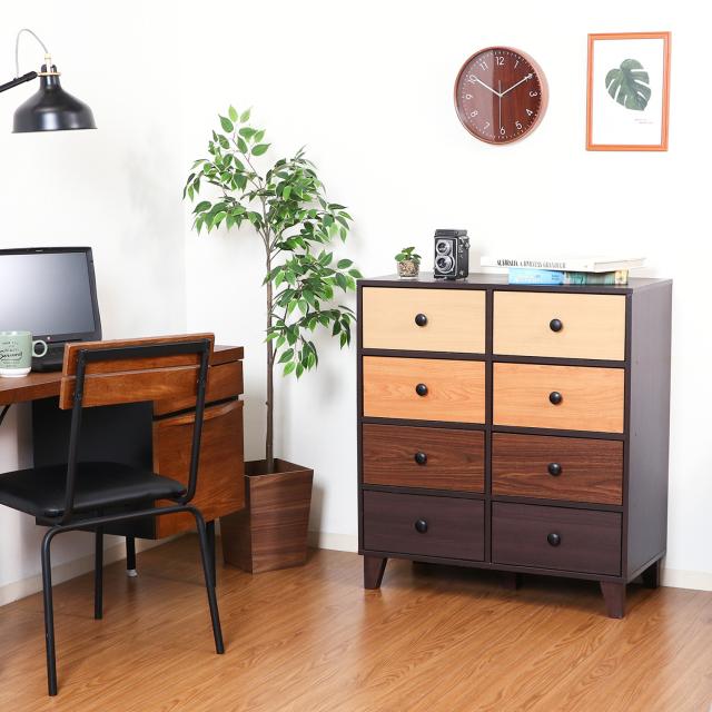 収納 チェスト ウッドグラデーション ラック  引き出し タンス ラック リビング 棚 脚付き 4段の通販は 18,543円