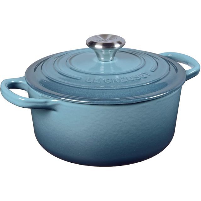 ル・クルーゼ(Le Creuset) 鍋 シグニチャー ココット・ロンド 18cm マリンブルー 鋳物 ホーロー ガス IH オーブン対応【日本正規販売品】  オンラインストア最激安