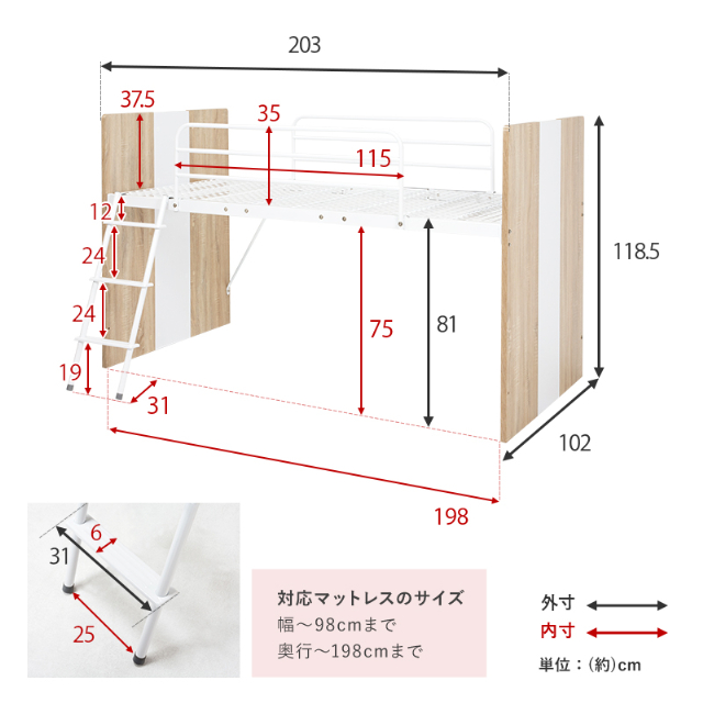ベッド システムベッド 3点セット RB-1620S 萩原 セット 子供 ベッド デスク ワゴン セット 子供部屋 ロフト 机 収納_18