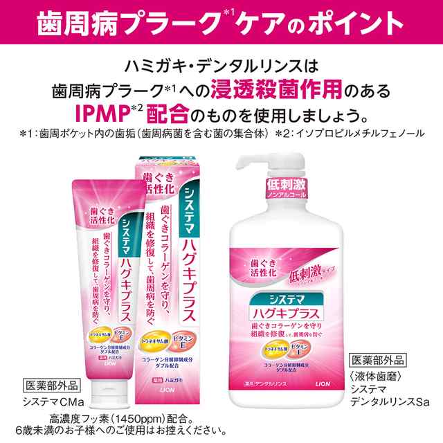 システマ ハグキプラスＷ ハミガキ 95g×2個セット 医薬部外品 ライオン