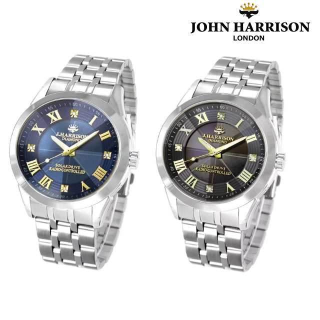 ジョンハリソンのソーラー電波腕時計 シルバー - 腕時計