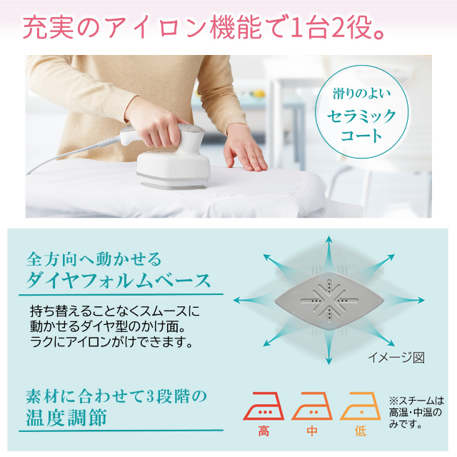 日立 コードレススチームアイロン ハンガースチーム機能付き 温度表示