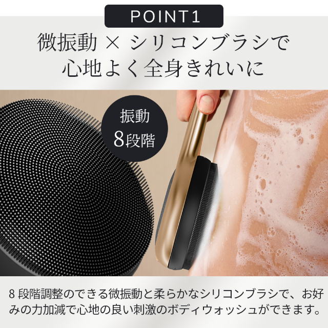 GESKE Sonic Full-Body Brush ＆ Intensive Exfoliator | 8 in 1 ソニック フルボディブラシ ＆ インテンシブ エクスフォリエイター GK000707GY01 ゲスケ 振動 ボディブラシ_8