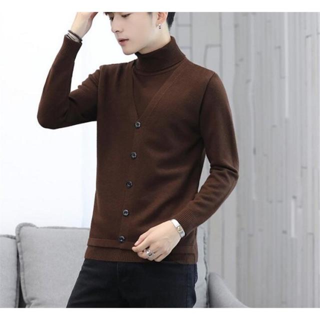 ハイネックメンズニットセーターフェイクインナー重ね着無地カジュアルスリム細身プルオーバー通勤通学春秋冬おしゃれの通販はau Pay マーケット Fast Fashion