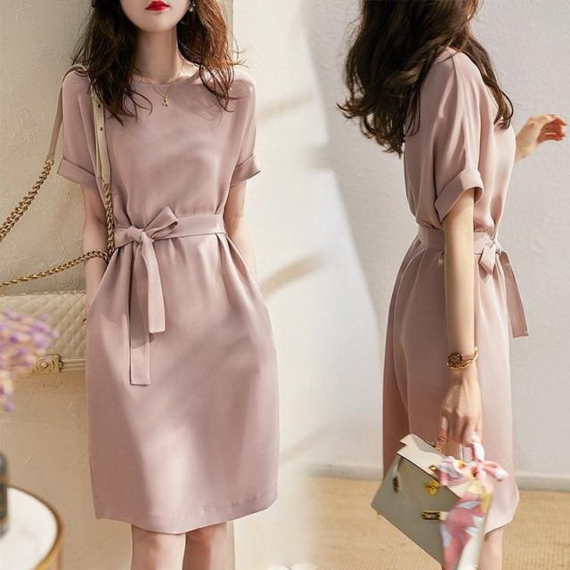 ワンピース レディース 半袖 膝丈ワンピー 春夏 きれいめワンピース オフィス ピンク 二次会 お呼ばれ Aライン 着痩せ 代 30代 40代 50の通販はau Pay マーケット Fast Fashion