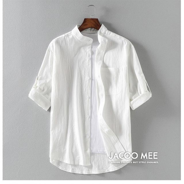 七分袖 シャツ メンズ カジュアルシャツ 7分袖シャツ 白シャツ 半袖 五分袖 ボタンダウンシャツ 綿 無地 ビジネスシャツ ワイシャツ 夏 の通販はau Pay マーケット Cuclo Shop