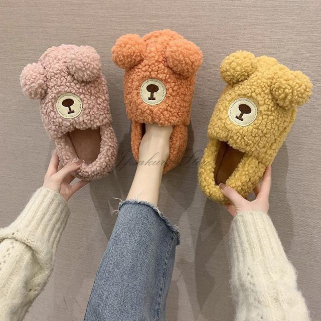 くまスリッパ キャラクターかわいいスリッパルームシューズメンズレディース室内春秋冬綿シューズ滑り止め静音女の子男の子ブラウン耐久の通販はau Pay マーケット Cuclo Shop