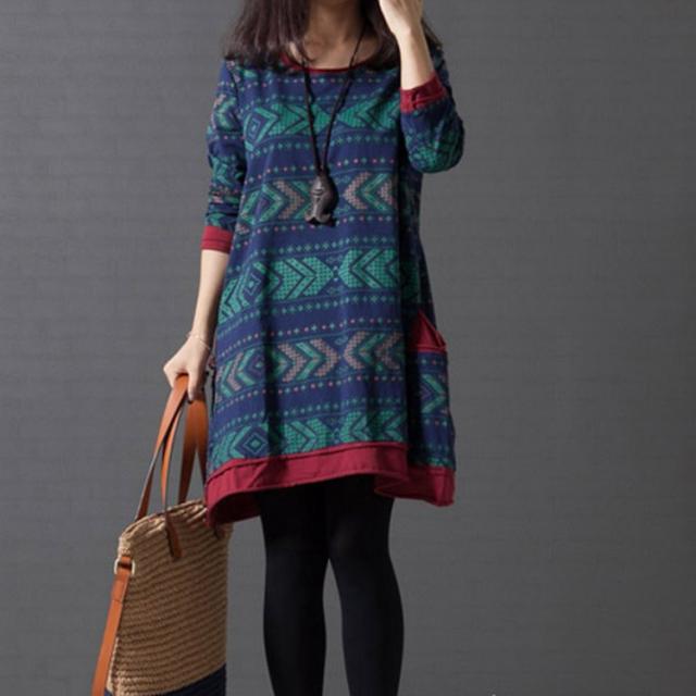 ワンピース Aライン フォークロア柄 チュニック バイカラー 春 の通販はau Pay マーケット Takeoff