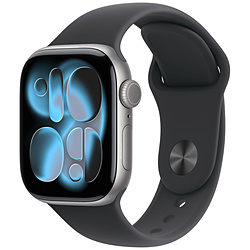 (中古)Apple Apple Watch Series 11 GPS 42mm スペースグレイアルミニウムケース ブラックスポーツバンド(262-ud)