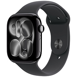 (中古)Apple (展示品) Apple Watch Series 11 GPS 46mm ジェットブラックアルミニウムケース ブラックスポーツバンド(258-ud)