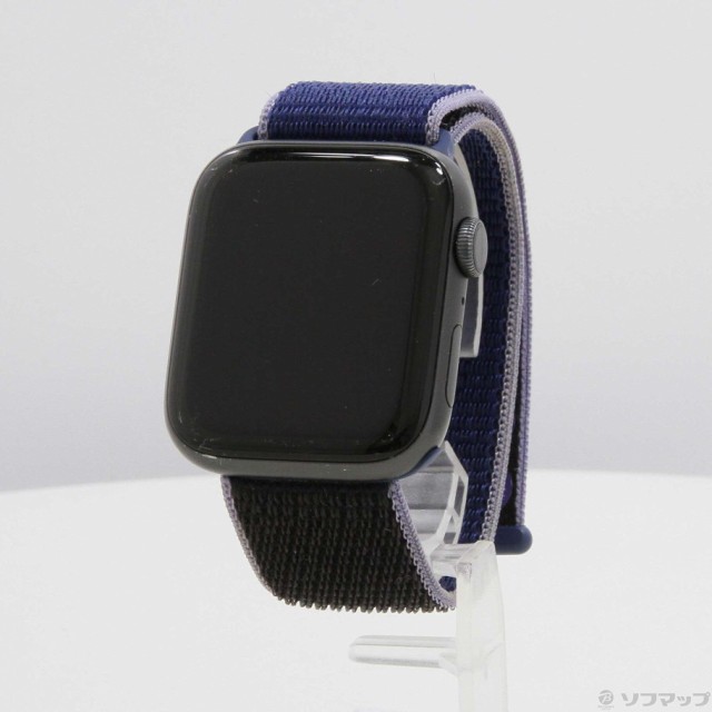 (中古)Apple Apple Watch Series 5 GPS 44mm スペースグレイアルミニウムケース ミッドナイトブルースポーツループ(348-ud)