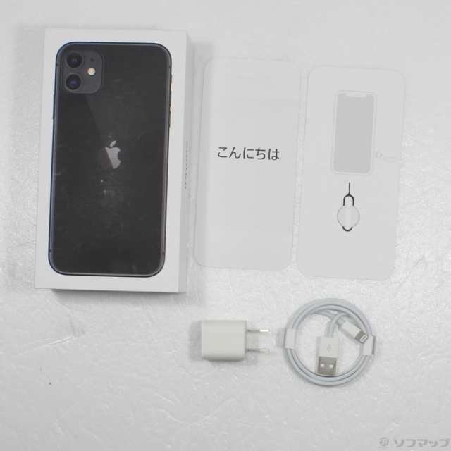 中古)Apple iPhone11 128GB ブラック MWM02J/A SIMフリー(269-ud)の