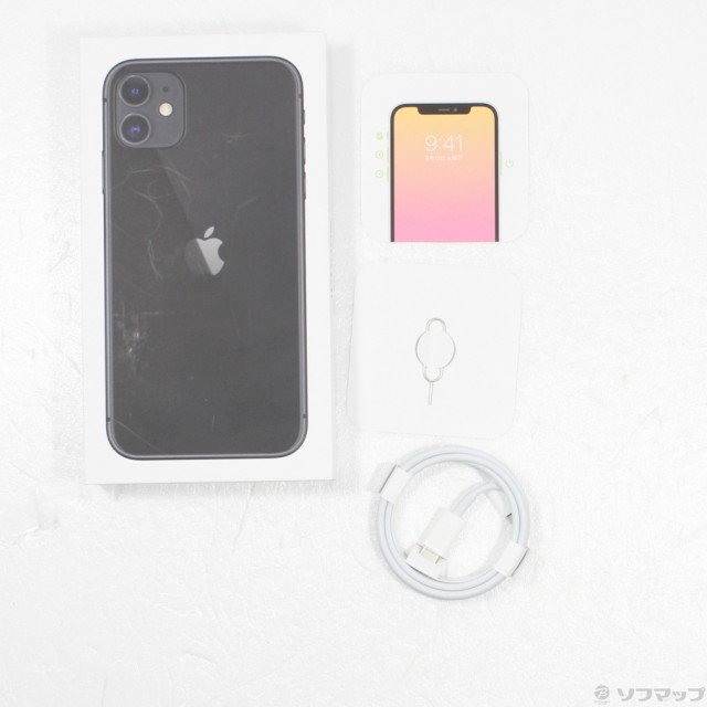 中古)Apple iPhone11 128GB ブラック MHDH3J/A SIMフリー(381-ud)の