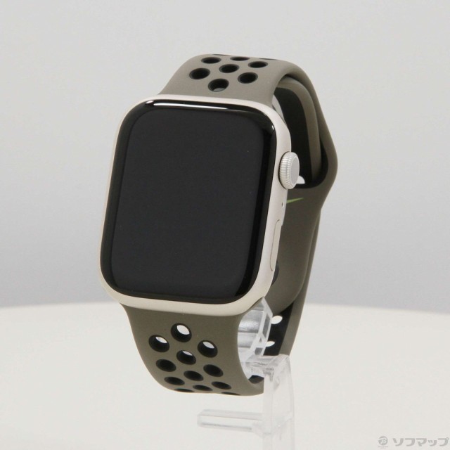 (中古)Apple Apple Watch Series 8 GPS 45mm スターライトアルミニウムケース  オリーブグレー/ブラックNikeスポーツバンド(258-ud)｜au PAY マーケット