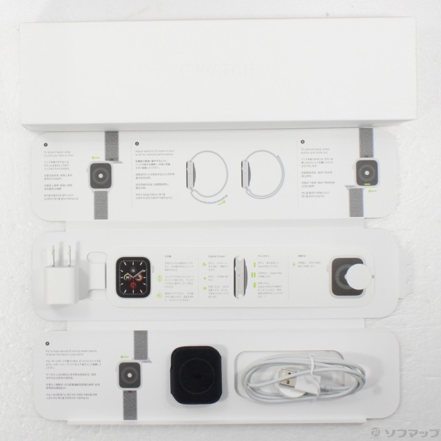 (中古)Apple Apple Watch Series 5 GPS 44mm スペースグレイアルミニウムケース アンカーグレイスポーツループ(269-ud)