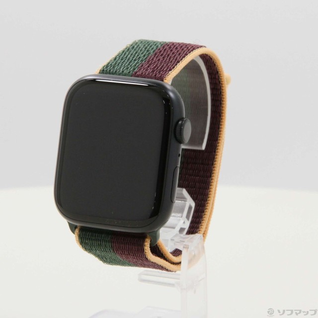 (中古)Apple Apple Watch Series 8 GPS 45mm ミッドナイトアルミニウムケース  ダークチェリー/フォレストグリーンスポーツループ(297-ud)｜au PAY マーケット