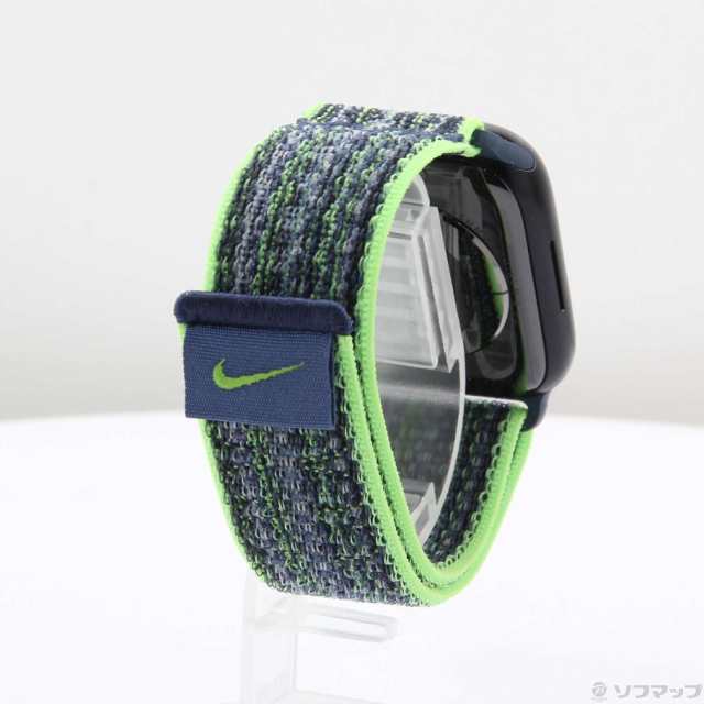 (中古)Apple Apple Watch Series 9 GPS 45mm ミッドナイトアルミニウムケース  ブライトグリーン/ブルーNikeスポーツループ(269-ud)｜au PAY マーケット