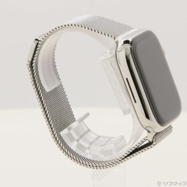apple watch 45mmケース用シルバーミラネーゼループ 4MiLi